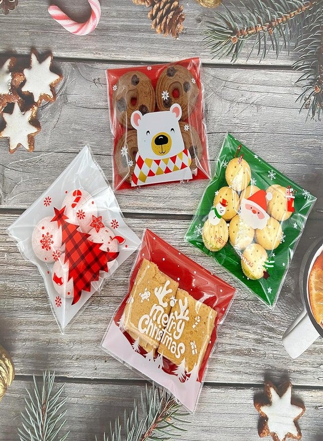 Suponey 200 Pcs Christmas Cookie Bags Christmas Cellophane Bags Santa Treat Bag Xmas Self Sealing Bag for Bakery Cookies Candies - Image 2
